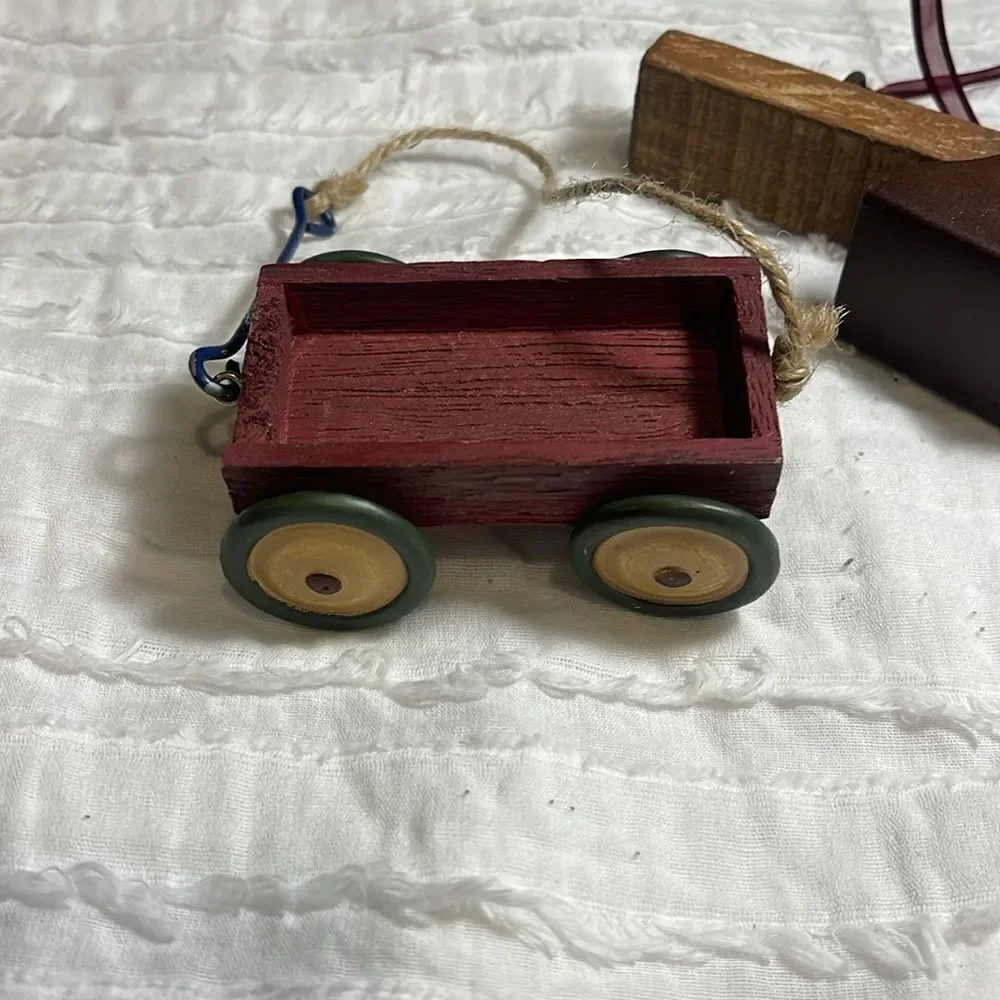 Wooden cart and see/saw ornaments